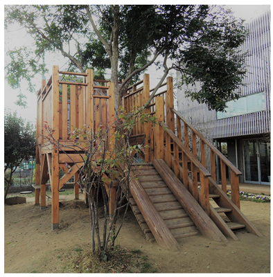 木製遊具の写真