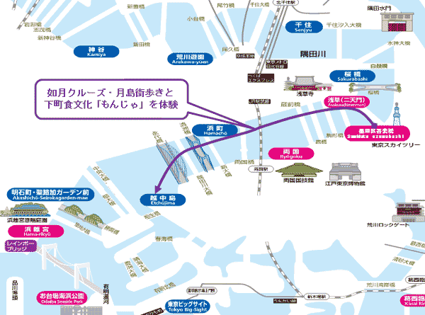 乗船コースの地図