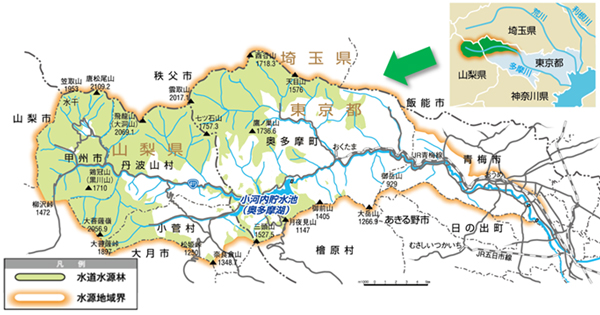 水道水源林の位置図