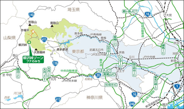 柳沢峠ゾーンの地図