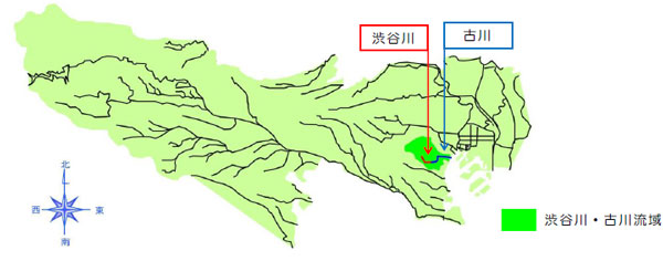 河川の位置を示した地図