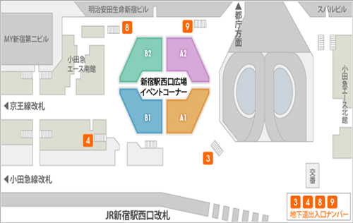 新宿駅西口広場イベントコーナーの地図